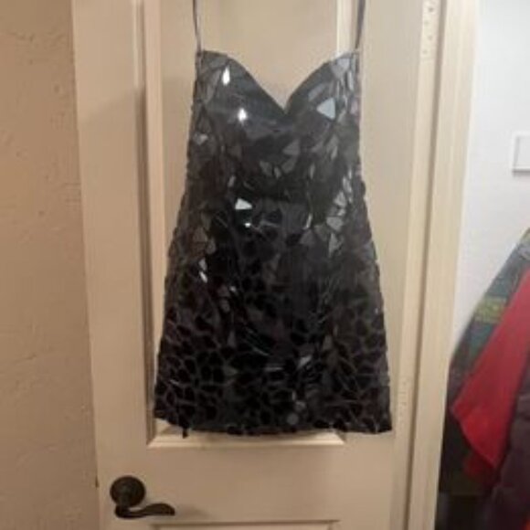 Sherri Hill Homecoming  Strapless Gunmetal Grey Cut Glass short dress size 8 - Picture 4 of 5